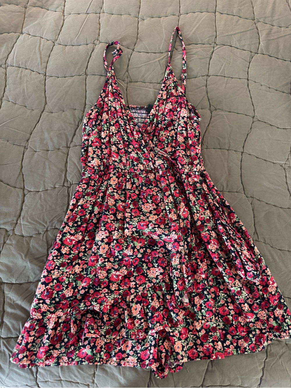 wild fable Pink Floral Sleeveless Wrap Romper